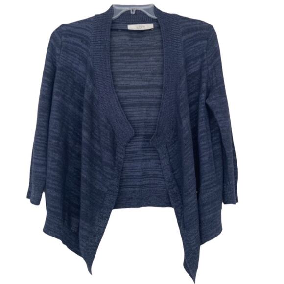 Ann Taylor Loft Navy Blue Knit Open Front Cardigan Sz XS - Picture 1 of 5